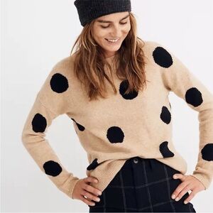 Madewell Dot Greystone Sweater Camel & Black